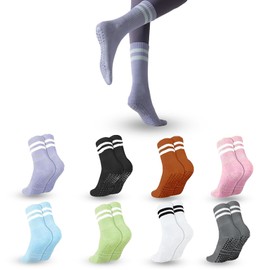 XWGKLN 8 Pairs Pilates Socks for Women Non-Slip Yoga Socks Size 34-40 for Yoga Ballet Dance Martial Arts Fitness Rehabilitation, multicoloured, One size fits all