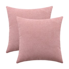 Jeneoo Decorative Dusty Rose Throw Pillow Covers Rustic Farmhouse Super Soft Square Chenille Comfy Solid Cushion Couch Cases for Sofa Bedroom Chair (Set of 2, 20 x 20 Inches)