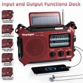 Kaito KA500 AM FM Shortwave Solar Crank Emergency NOAA Weather Alert Radio Red