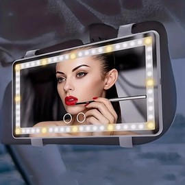 SEALIGHT Car Sun Visor Vanity Mirror for Summer Gift, USB Rechargeable Makeup Mirror with LED Light, Rear View Sun-shading Cosmetic Mirror, Car Sun Visor Ring Light, LED Vanities Mirror Light for Car Sun Visor, Car Accessories, Gift for Girls, Mums, Girl