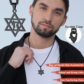 Hebrew Chai Pendant Necklace for Man Stainless Steel Jewish Jewelry