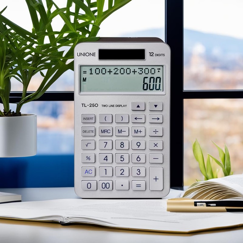 New, Two Line Display, Desktop Calculator. History Function- 30 Memories,