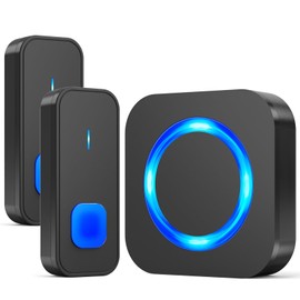 SURFOU Wireless Doorbell, Outdoor Wireless Waterproof Doorbell, 400 m Wireless Range Bell Front Door with Plug-in Receiver, 55 Ringtones, 5 Volumes, Front Doorbell (1 Receiver + 2 Transmitters)