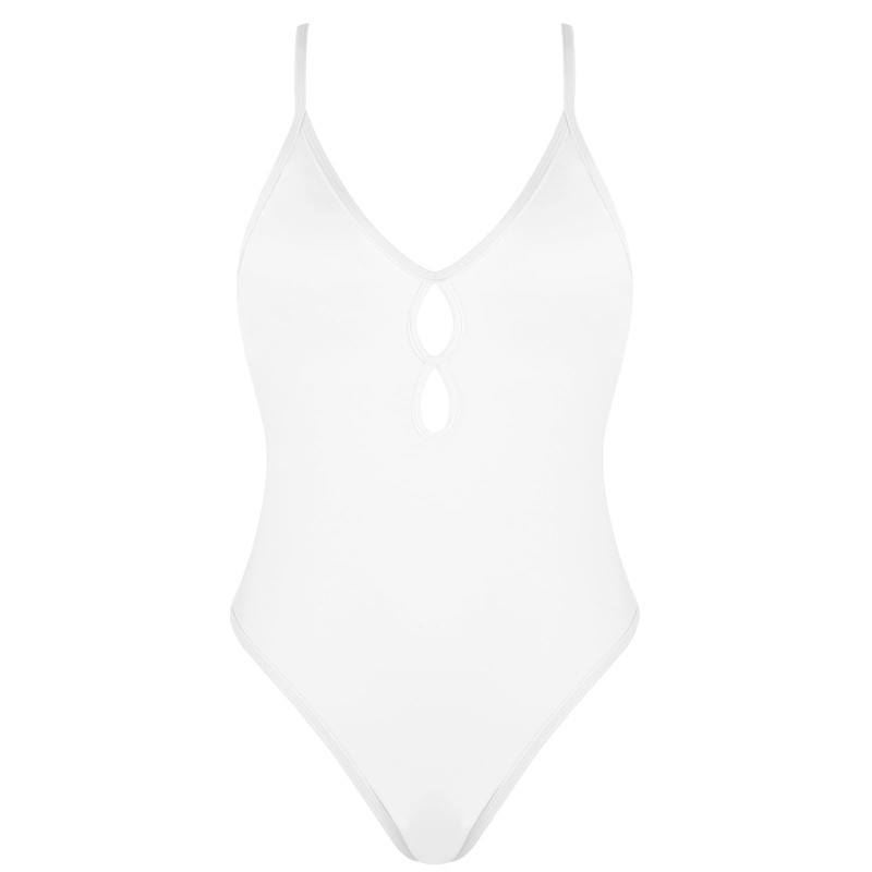 RELLECIGA Women's V Neck Cutout One Piece Swimsuit High Cut
