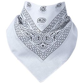 Miobo Bandana, Head & Neckerchiefs, 100% Cotton, One Size 55 x 55 cm, Paisley white