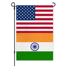 India USA Friendship Garden Flag12x18 in Burlap Indians America US Outdoor Banner for Patio Yard with Double Side