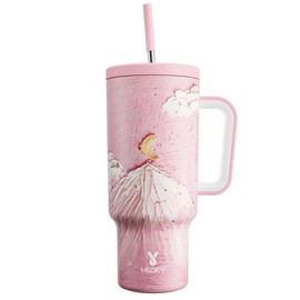 【Latest Style】 - Meoky Stay Hot Or Cold All DayStainless Steel Thermos Cup, Perfect For Car, Office & Travel, Large Capacity, Trendy Design, Gift Ready!:_Pink Peak