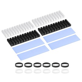 PATIKIL M.2 2280 Nvme SSD Heatsink 70x22x6mm, Radiator Cooler Aluminum Heat Sink Cooling Fin with Thermal Pads/Tape/Rubber Ring for Laptop Electronics CPU Led, Black/Silver