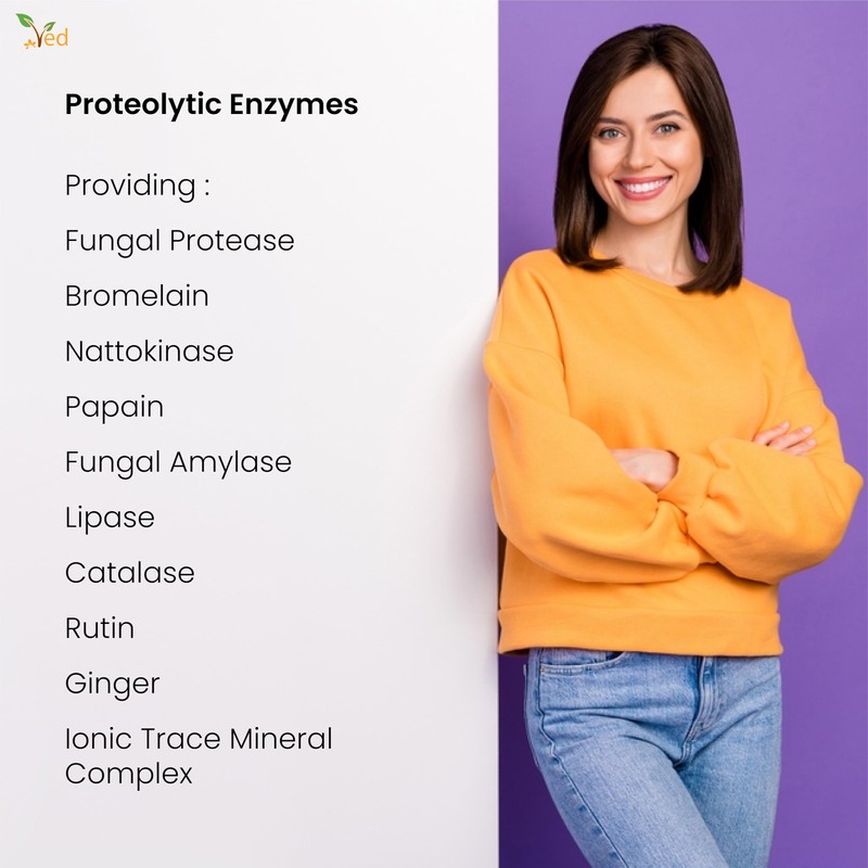 Ved Systemic Proteolytic Enzymes Complex, Mixed Enzyme Formula with Ginger