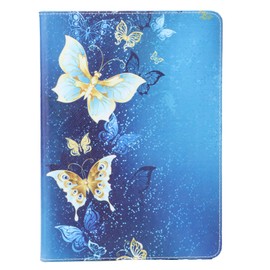 Portable Tablet PU Protective Holster 360° Universal Protection Painted Leather Case for IOS Tablet golden Butterfly
