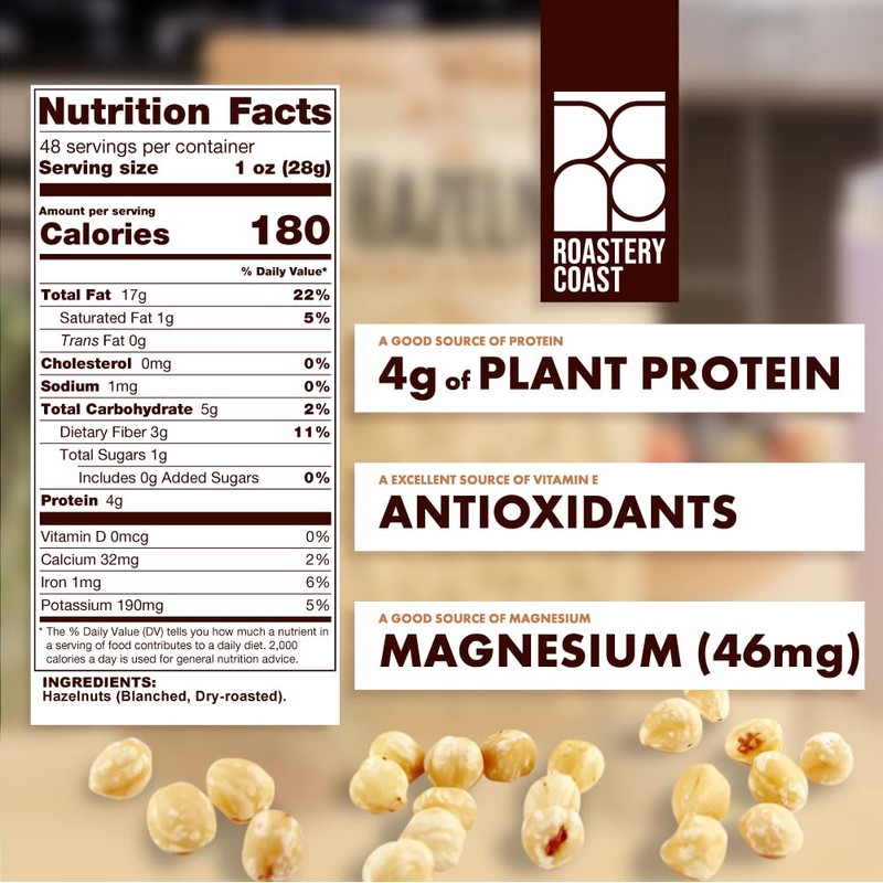 Roastery Coast Dry Roasted Hazelnuts | 3 LB | Unsalted