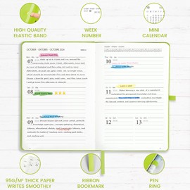 Calendar 2025 Book Calendar A5 1 Week 2 Pages, Diary 2025 (Oct.2024-Dec.2025) with 100 g/m² Paper, Planner 2024/2025 with PU Leather Hardcover for School Planner, Appointment Calendar, Personal