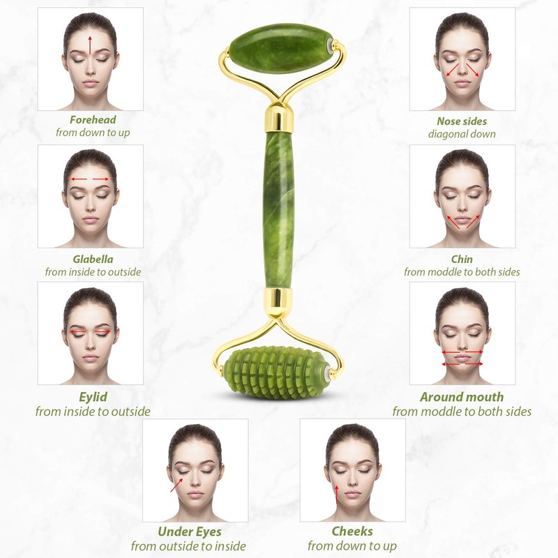 Gua Sha Jade Roller Set, Face Roller, Face Massager Jade