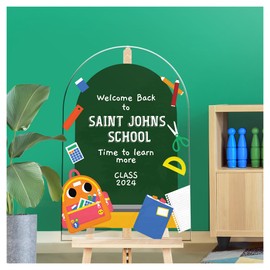 Back To School Sign - Custom Back To School Welcome Sign - Time To Learn Sign for Welcoming Students to a New School Year With Your School Name (PVC Board)