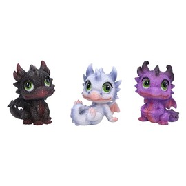 Nemesis Now Little Hordlings (Set of 3) 7cm, Resin, Black/White/Purple, 3 Baby Dragon Figures, Adorable Dragonling Figures, Collectable Dragon Giftware, Cast in the Finest Resin, Expertly Hand-Painted