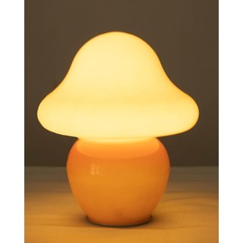HEQET Battery Operated Mushroom Lamp,Cute Glasss Mushroom Table Lamp Aesthetic,for Livingroom,Dining Room,Indoor Outdoor Murano Style,Gift for her/him,Buld Included