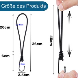 JunGG Expander with Hooks, Pack of 25, Elastic Straps with Hooks, 20 cm Tarpaulin Tensioner with Hooks, Black Rubber Tensioner for Tarpaulin Nets Tents Trailer Tarpaulin Banner