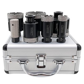 SHDIATOOL Diamond Core Drill Bits Set Hole Saw Kit for Porcelain Tile Ceramic Marble Brick Vacuum Brazed Cutter 7-Piece (25/35/45/51/65/76mm)+25mm Finger Bits