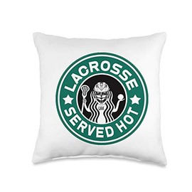 Lacrosse for Teen Coffee Lovers LAX Players Served Hot Throw Pillow