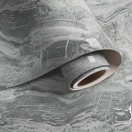VaryPaper 15.7''x78.7'' Glossy Silver Grey Marble Contact Paper for Countertops Waterproof Peel and Stick Wallpaper Marble Vinyl Wrap for Cabinets Table Desk Removable Self Adhesive Granite Wall Paper