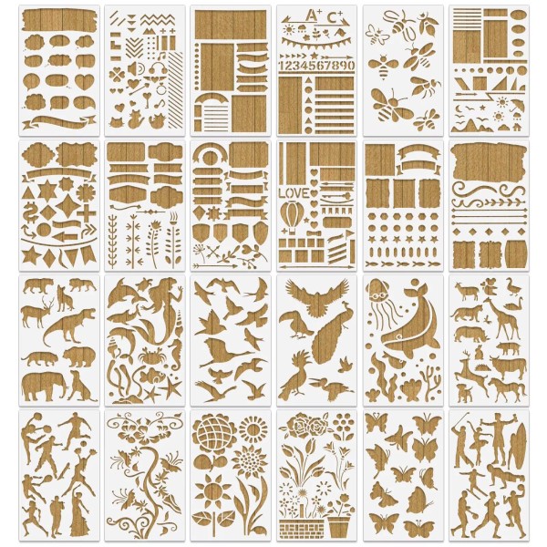 TOWOM Artistic Creations: 24-Piece Mixed Shapes Drawing Stencils Kit -