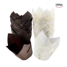 XLKJ 100 Pcs Tulip Baking Cups Muffin Cups Cupcake Liners Muffin Cases Baking Cases Wraps Cases