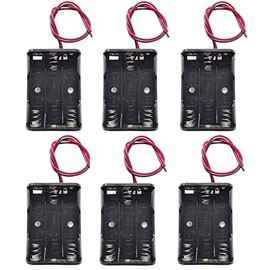 WAYLLSHINE 6PCS 3 x 1.5V AAA Battery Spring Clip Black Plastic 3 x 1.5V AAA Battery Case Holder Box Black Red Wire Leads