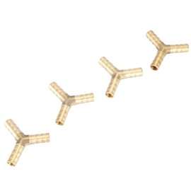 Akozon Barb Hose Fitting Y-Shape Barbed 3-Way Connector Barb Hose Fitting Brass for Air, Water, Oil, Gas and Fuel (8mm 4pcs)