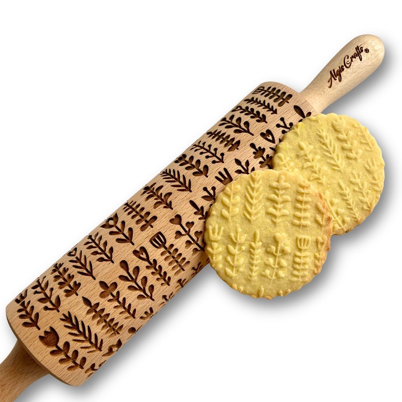 HERB PLANZEN Embossing Rolling Pin for Homemade Pastries Engraved Rolling
