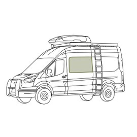 VanEssential AM Auto (AMA) Slider Direct Fit Crew Window Cover Designed for Ford Transit Medium/High Roof Van Year 2015 to Current - Charcoal Gray