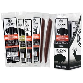 ICON Meats Summer Sausage Sampler, 4 Pack High Protein Snacks, Zero Sugar, Assorted Bison, Elk, Venison, Pork Summer Sausages, Individually Wrapped, Gluten Free, Natural, Gifts & Stocking Stuffers