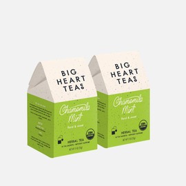 Big Heart Tea Co. Tea Bags - Chamomile Mint - Certified Organic, Calming Herbal Decaf Tea in Zero Plastic Sachets with Small Batch Ground Herbs - Spearmint and Lemongrass, 20 Tea Bags