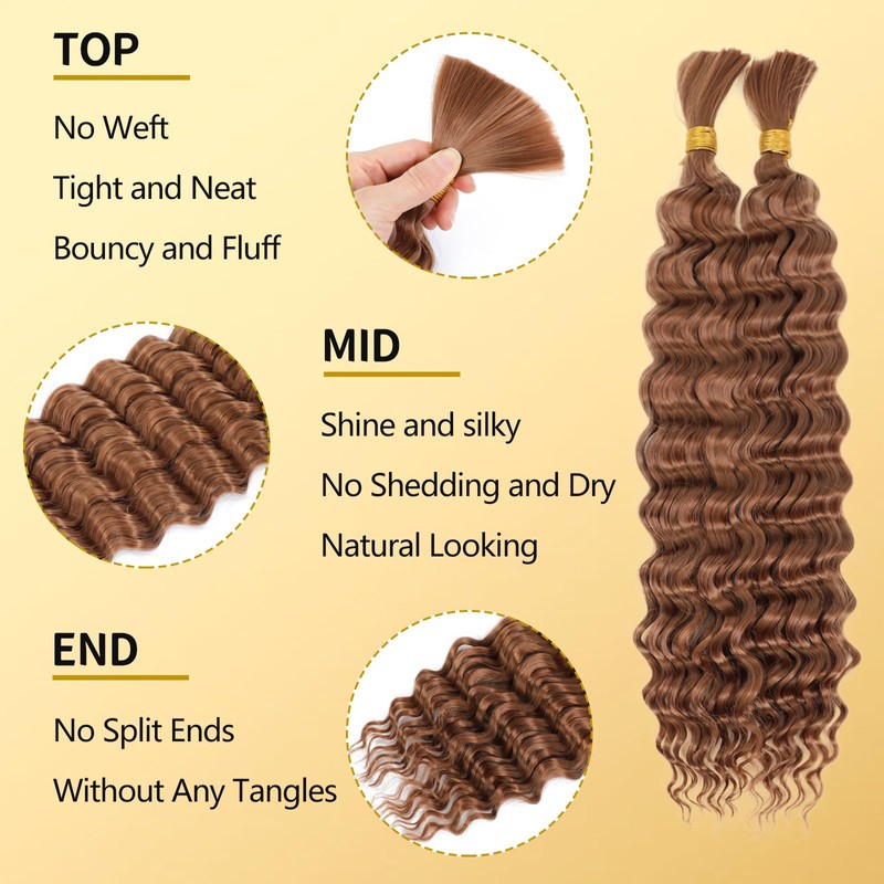 LPARMJIT Deep Wave Bulk Hair for Braiding, 18 Inches, 2