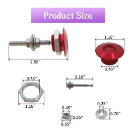 ZYHW 4Pcs Quick Latch Hood Pins, Universal Aluminum Quick Release Lock Latch Bumper, License Plate Lock Clip for Bumper Hood or DIY 1.25 inch(Red)