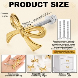 MorningRo 8 Pcs Gold Bow Drawer Knobs Brass Bow Knobs for Dresser Decorative Brass Drawer Pulls Vintage Cabinet Handles for Home Bedroom Kitchen Cabinets Hardware Cupboard (Small Size)