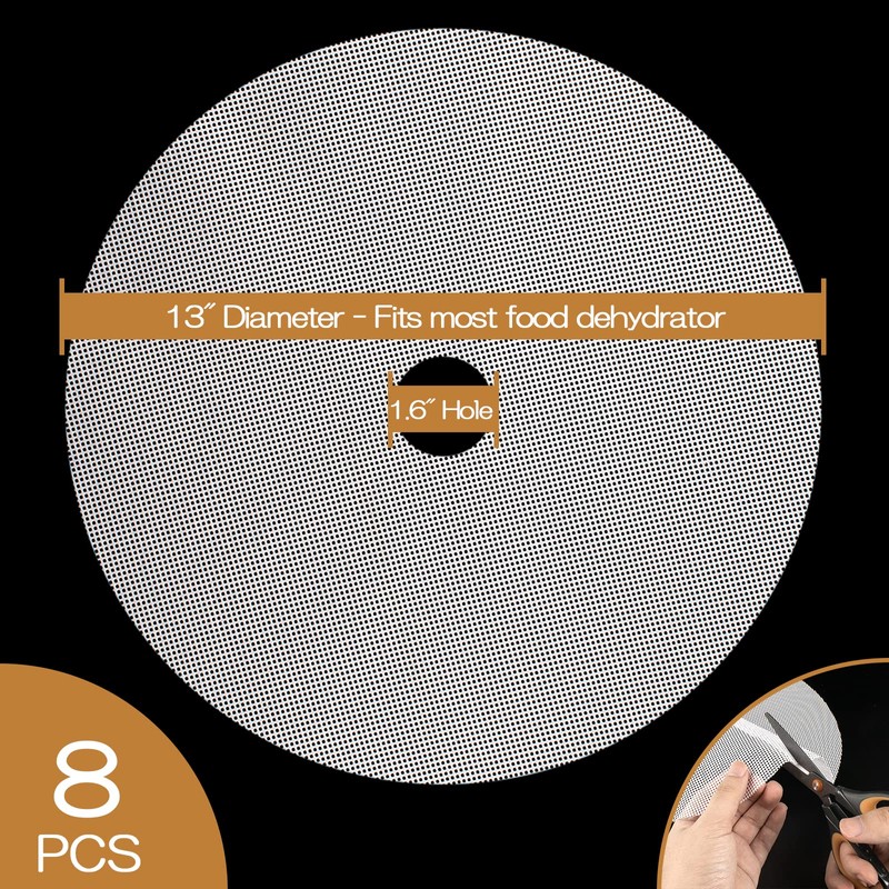 (8 Pack) Round Silicone Dehydrator Sheets, Dostk Premium Non Stick