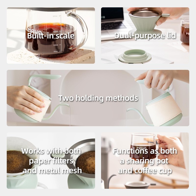 Pour Over Coffee Maker Set, Pour Over Kettle, Coffee Dripper,
