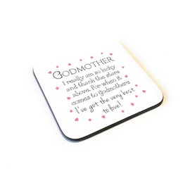 Godmother .. I Really Am So Lucky Sentimental Poem Wooden Coaster