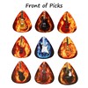 Tin of 9 Flaming Guitar Plectrums - Double sided -