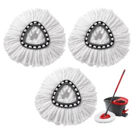 3Pcs Mop Replacement Heads Compatible for Vileda, Microfiber Swivel Mops Refill, Universal Spin Mop Head Replacement, Triangle Swivel Mops for Vileda, O-Cedar, 1-Tank System