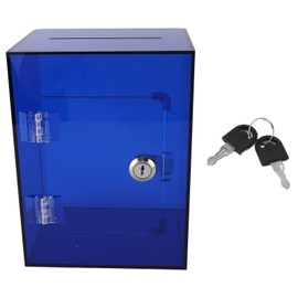 Clear Acrylic Piggy Bank for Adults Kids Openable Large Sturdy Money Saving Jar for Cash Coin with 2 Keys Blue