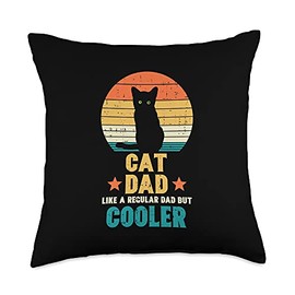 Best Dad Pillows Husband Birthday Fathers Day Gift Cat Dad Regular But Cooler Retro Fathers Day Daddy Papa Men Throw Pillow, 18x18, Multicolor