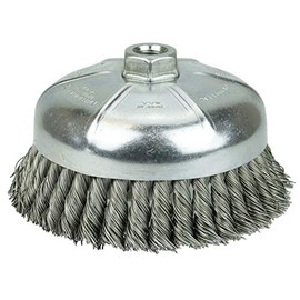 Weiler 12376 6" Single Row Knot Wire Cup Brush, .023" Steel Fill, 5/8"-11 UNC Nut, Made in the USA