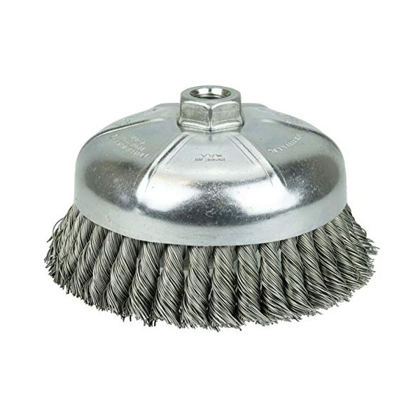 Weiler 12376 6" Single Row Knot Wire Cup Brush, .023"