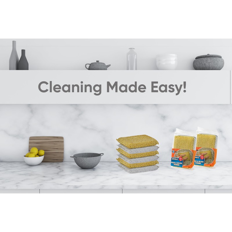 Kitchen Sponge Scrubber, Heavy Duty, Hand Friendly Scouring Sponge for