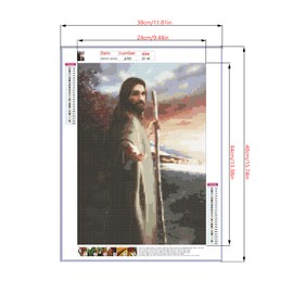 DCIDBEI DIY Painting by Numbers Jesus Drawing Canvas Painting for Adult on Canvas Cross Stitch Kits for Children Rhinestone Embroidery Art Supplies Home Decor 30x40cm/12x16 inches