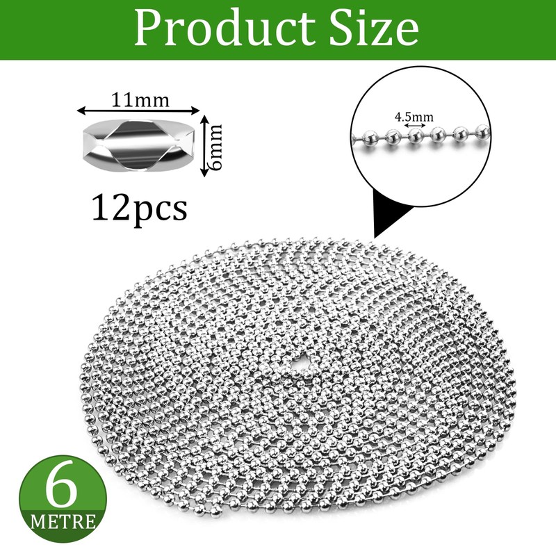 rietegio 6 Meter Roller Blind Chain 4.5mm Stainless Steel Blind
