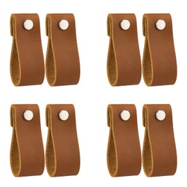 LazaKay Leather Drawer Pulls - 8 Pcs Leather Dresser Knobs, Handmade Pure Leather Handles for Cabinet, Doors and Drawers (Brown)