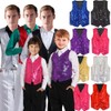 Red Unisex Sequin Vest Waistcoat Dance Party Show Costume Mens