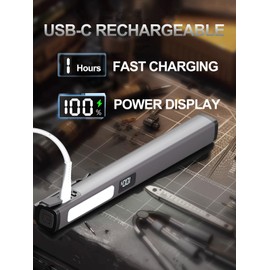 Tileon Rechargeable Pen Flashlight with 6 Modes & Power Display,Type-C Charging LED Pen Light with COB Light,Portable Pocket Flashlight for Camping, Emergency, Home (Gray)